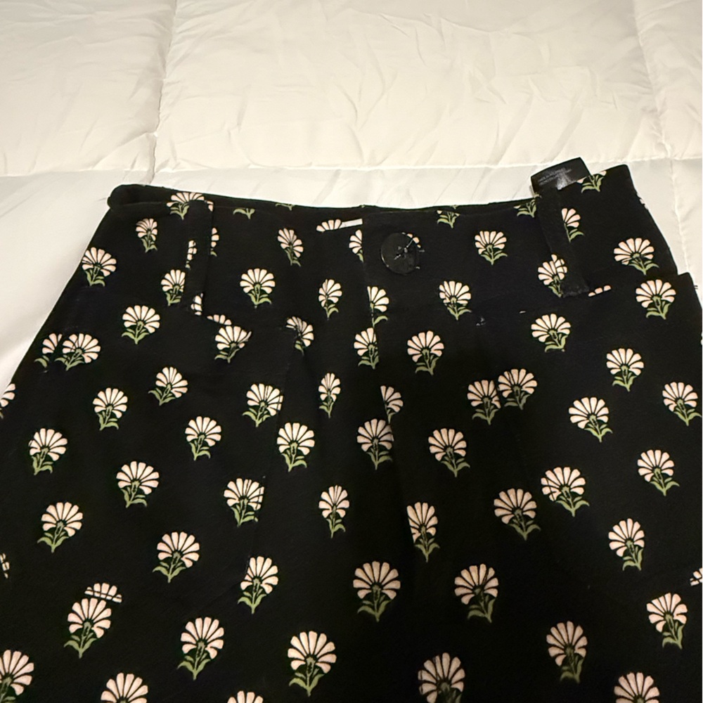 Maeve Black Wide-Leg Trousers with White Floral Print - Picture 4 of 6
